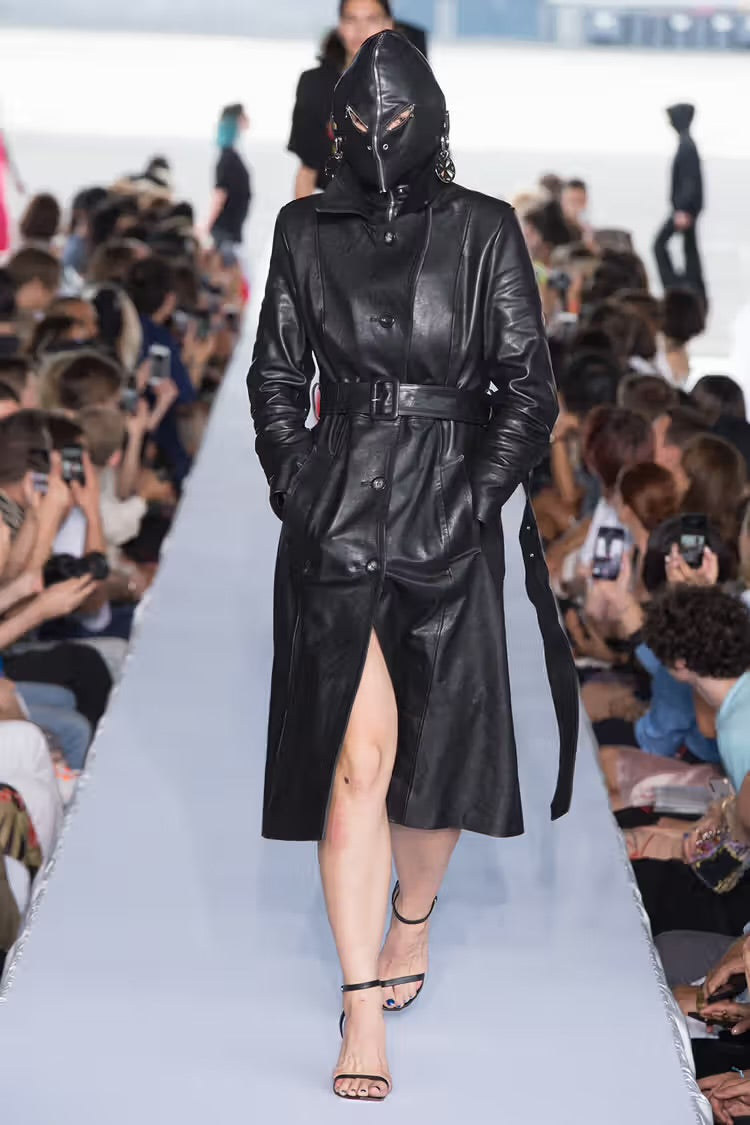 Vetements SS19 Leather Gimp Mask Trench Coat