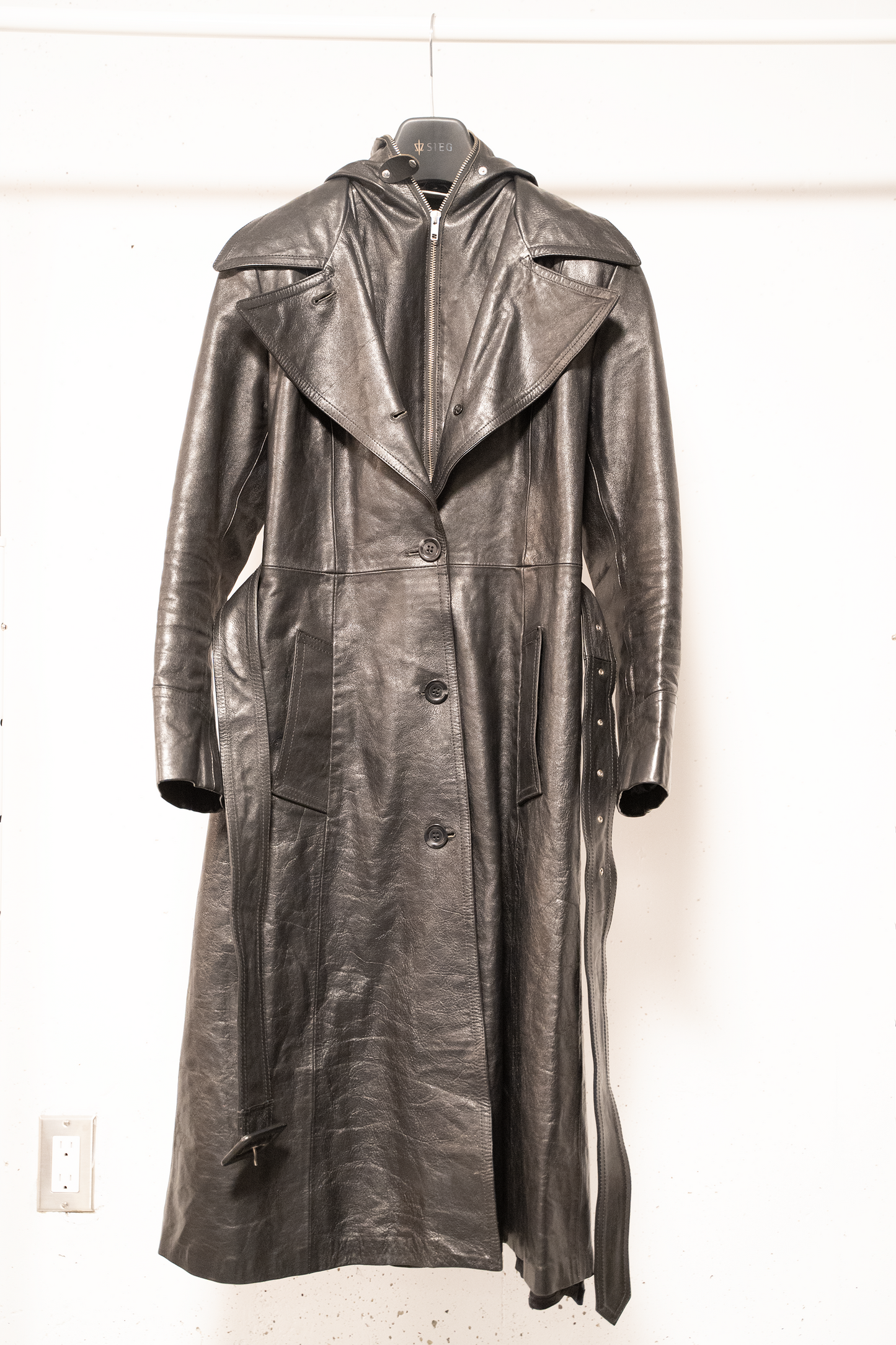Vetements SS19 Leather Gimp Mask Trench Coat