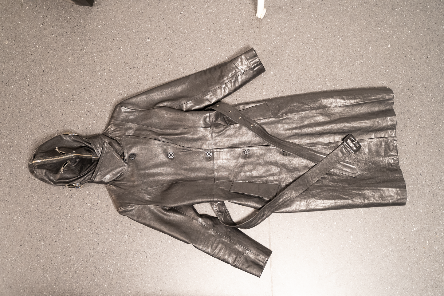 Vetements SS19 Leather Gimp Mask Trench Coat